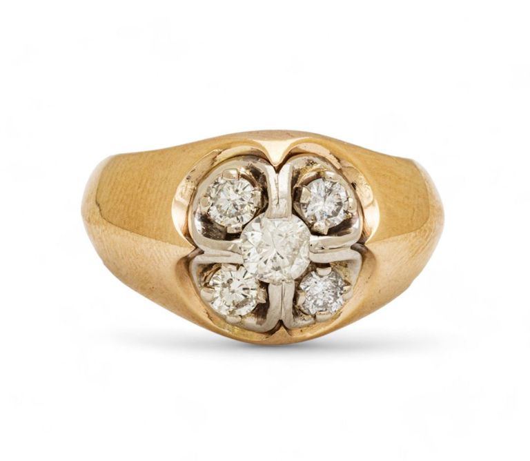 14k yellow gold and diamond ring