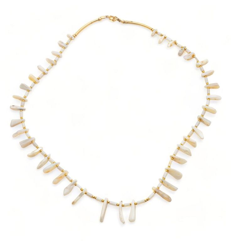 Natural opal & 14k yellow gold necklace