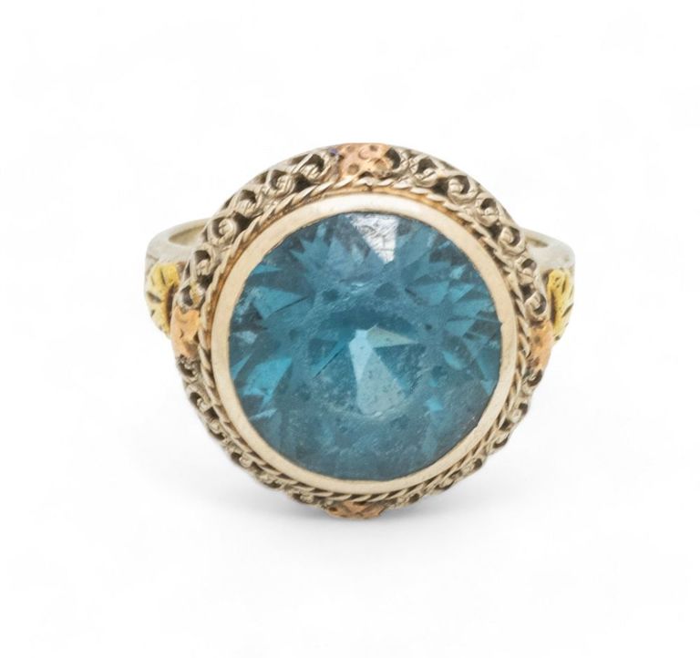 Blue topaz and 14k white gold ring