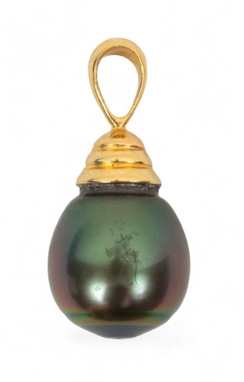 Tahitian pearl and 14k yellow gold slide pendant