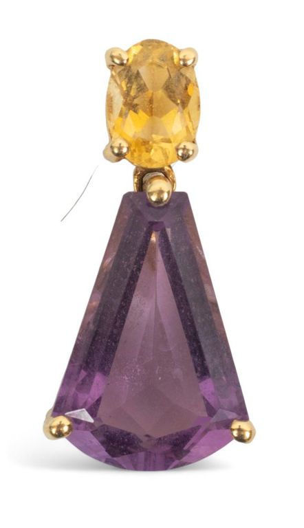 Amethyst, citrine and 14k yellow gold slide pendant