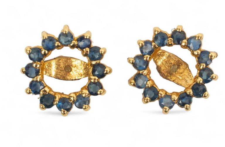 Sapphire and 14k yellow gold earring jackets