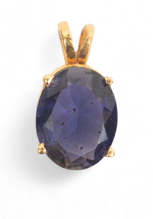 Sapphire and 14k yellow gold pendant