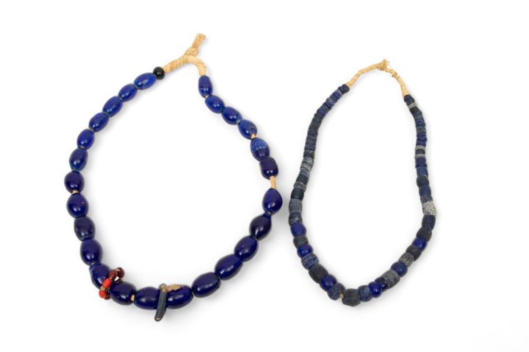 African blue trade glass bead necklaces