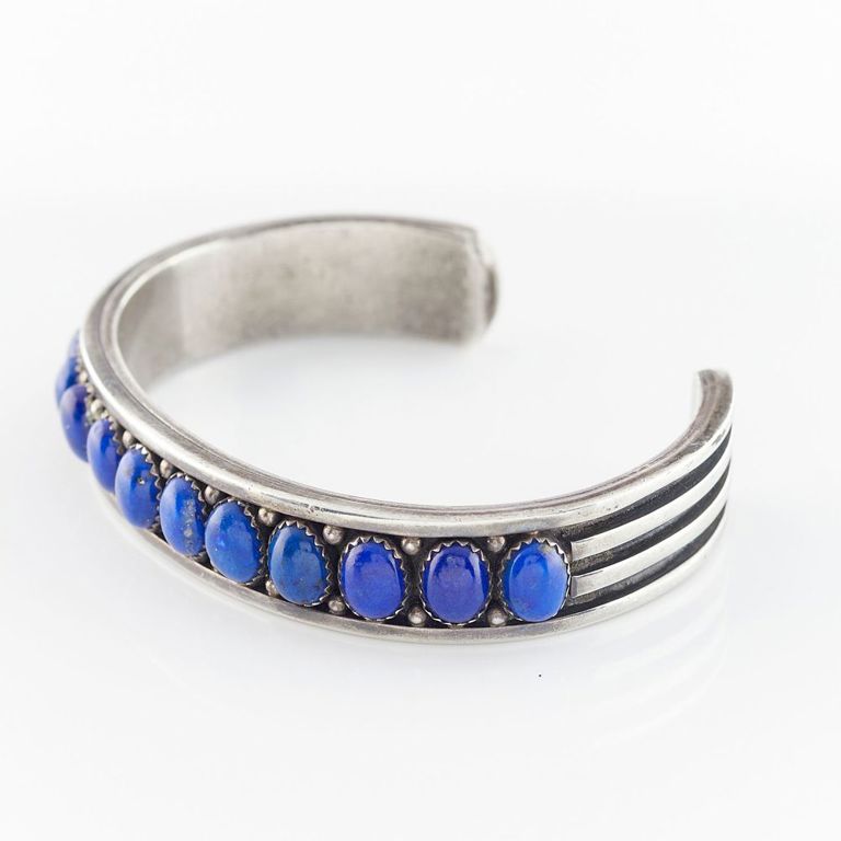 Murphy Platero sterling silver bangle with lapis ovals