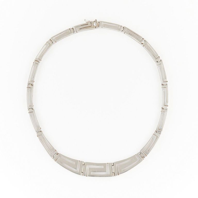 Sterling silver necklace with Greek key design