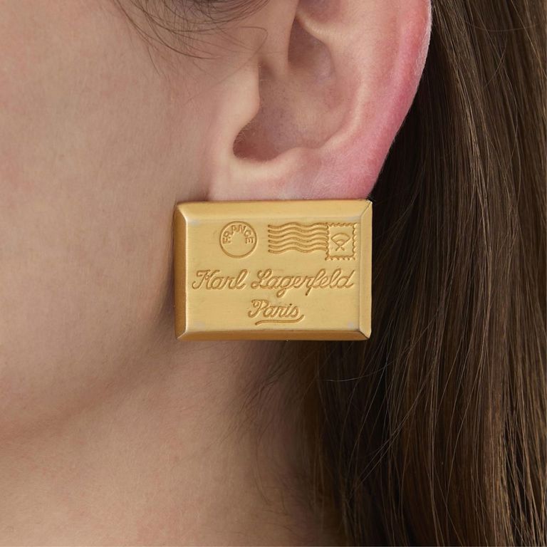 Karl Lagerfeld costume earrings in gold tone