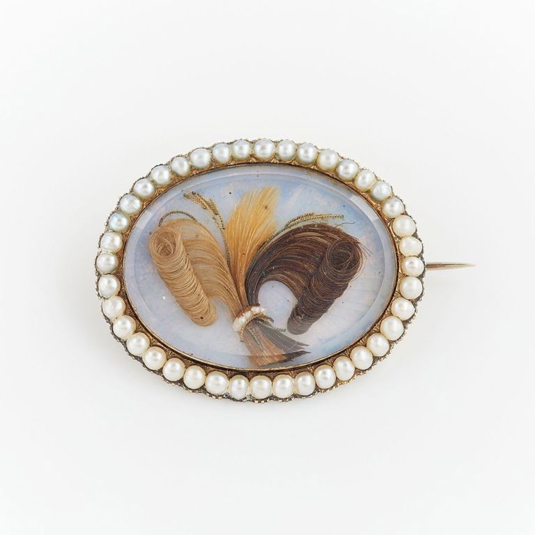 Georgian Hairwork & Pearl Brooch