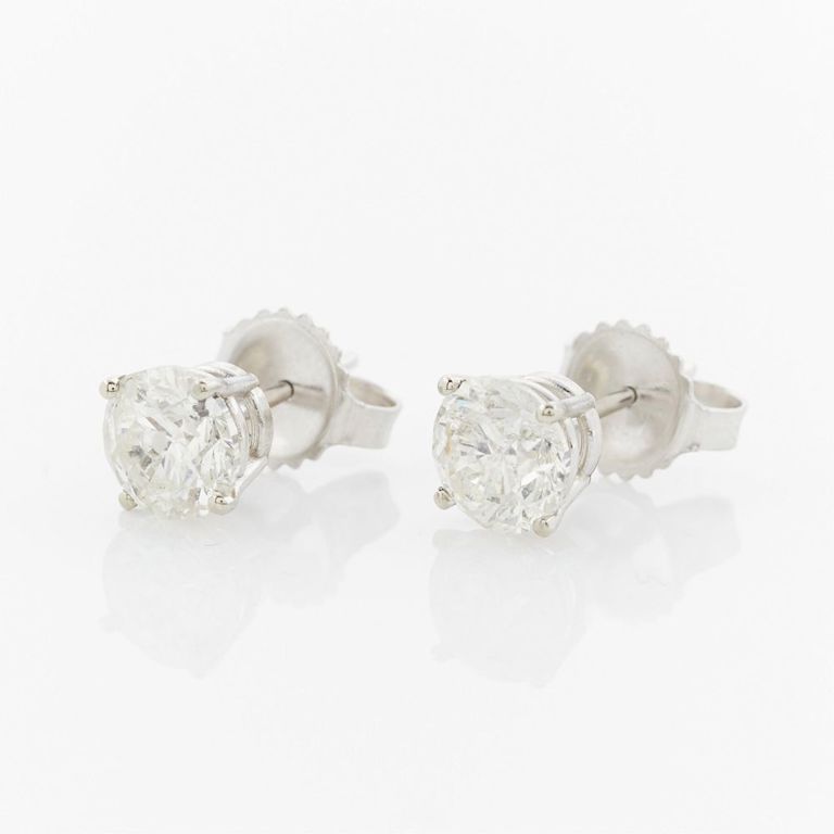 14k White Gold Diamond Studs - 1.92 Ctw