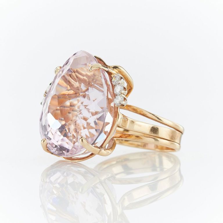 14k Yellow Gold & Kunzite Cocktail Ring