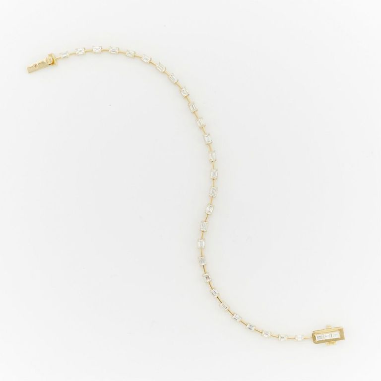 Oscar Friedman 18k Gold Step Cut Diamond Bracelet