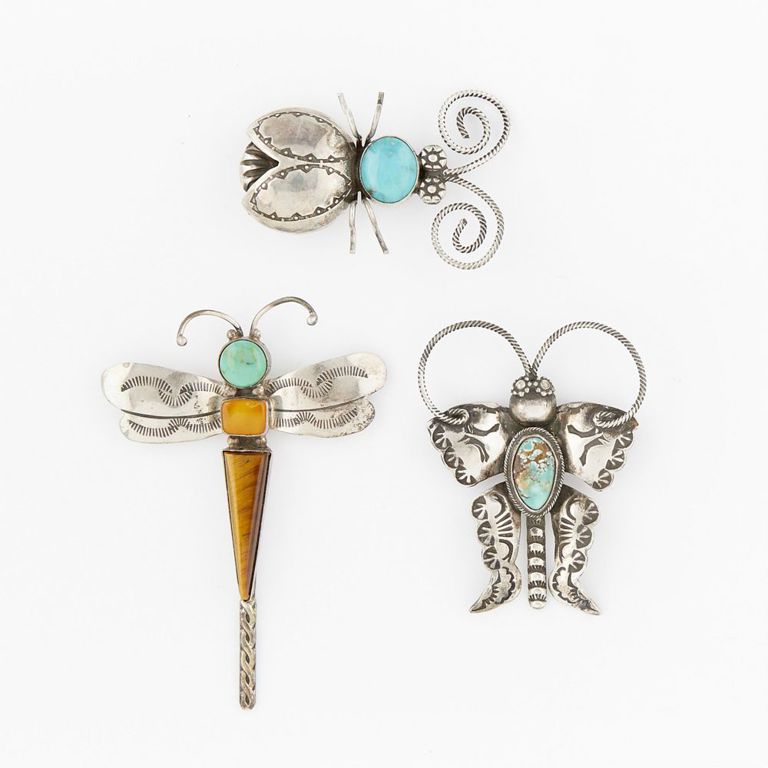 Three Southwest bug form brooches