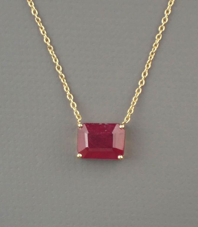 Ruby and 14k yellow gold necklace
