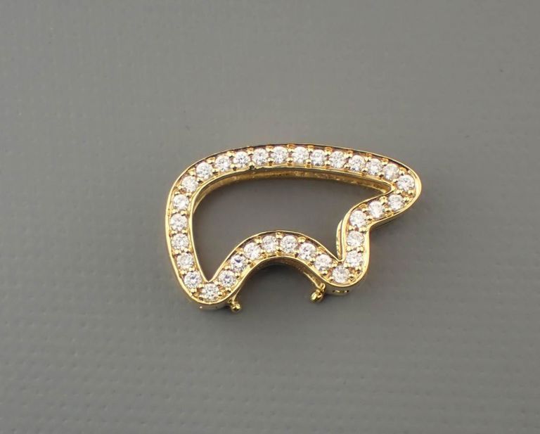 Diamond and 18k gold bear fetish pendant