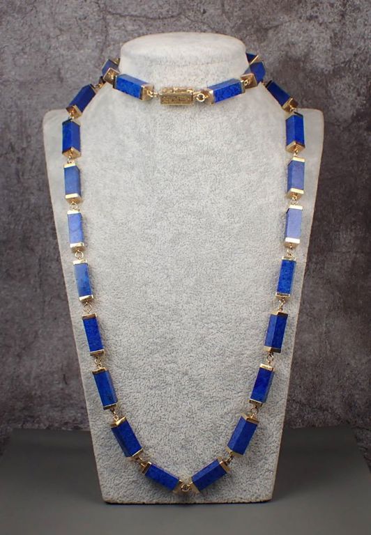 Lapis lazuli and 14k yellow gold necklace
