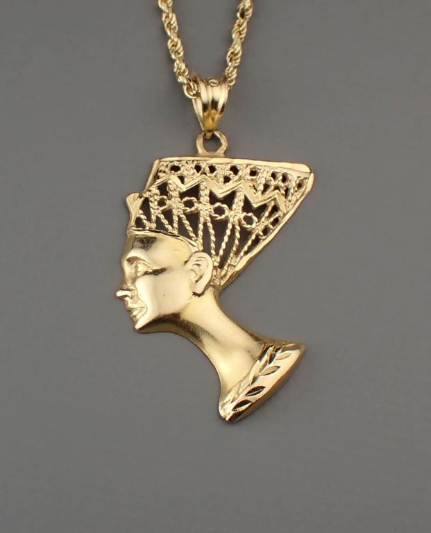 14k gold Queen Nefertiti pendant necklace