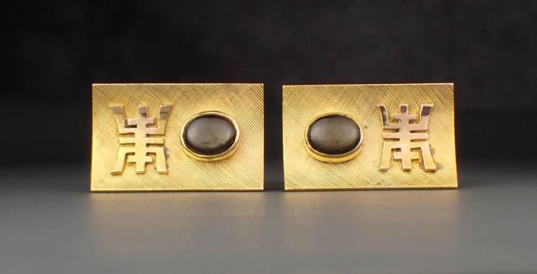 14k gold star sapphire cufflinks