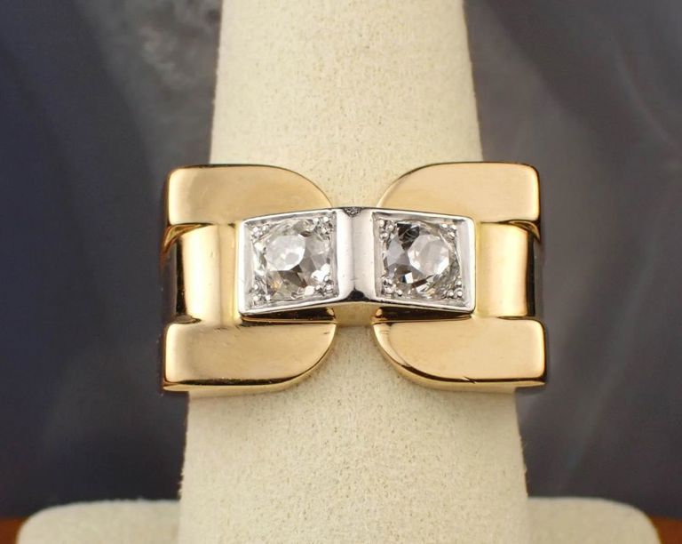 Men's diamond, 18k gold and platinum ring