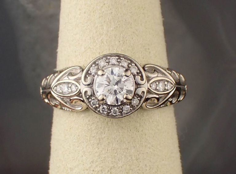 14k white gold ring with diamonds