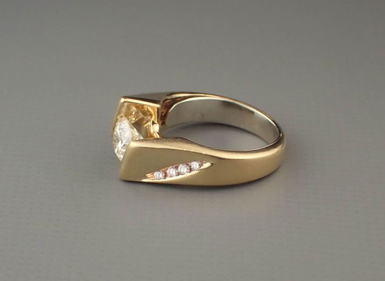John Atencio diamond and 14k yellow gold ring