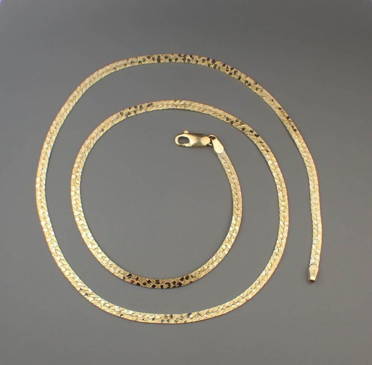 Italian 14k yellow gold herringbone chain