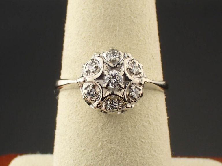 Diamond and 14k white gold ring