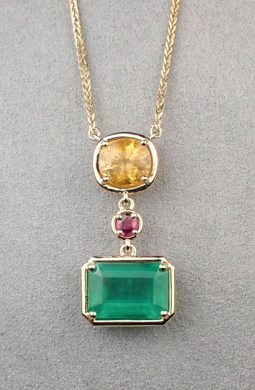 Emerald, yellow sapphire and ruby necklace