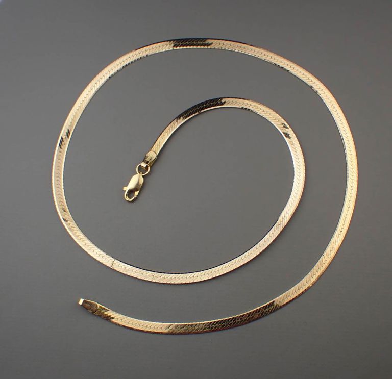 Italian 14k yellow gold herringbone chain
