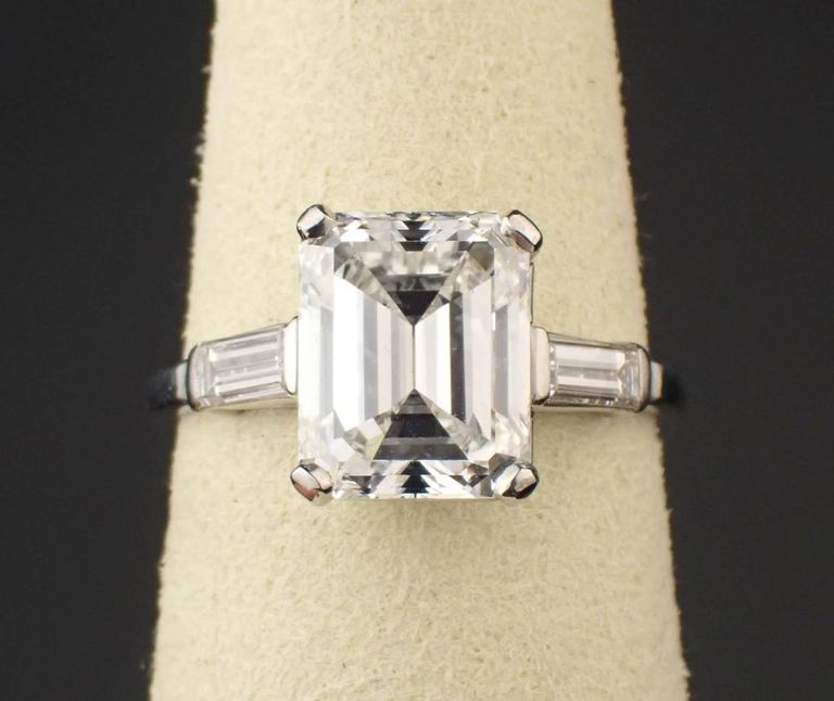 Emerald-cut diamond ring