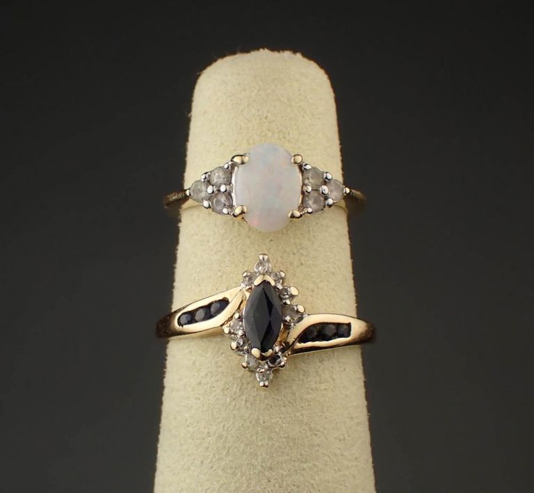Two gemstone and 14k gold rings