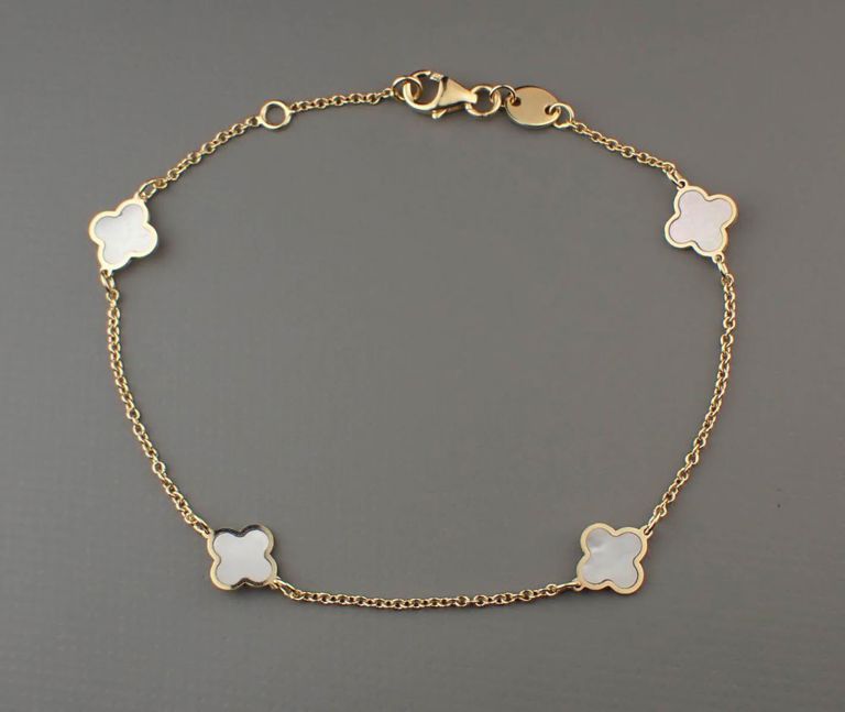 Mother-of-pearl and 14k gold bracelet
