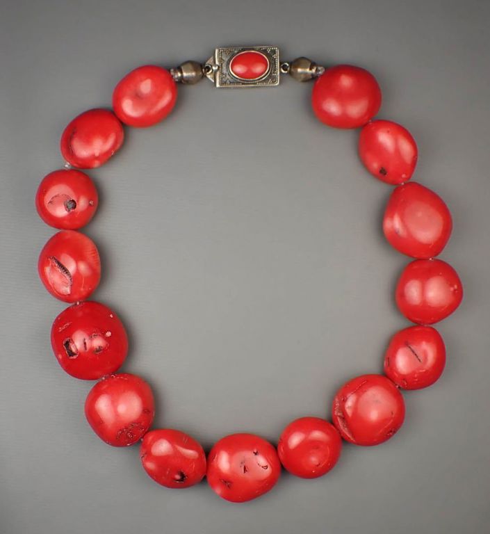 Coral and sterling silver necklace
