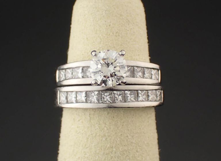 Diamond and platinum wedding set with appraisal