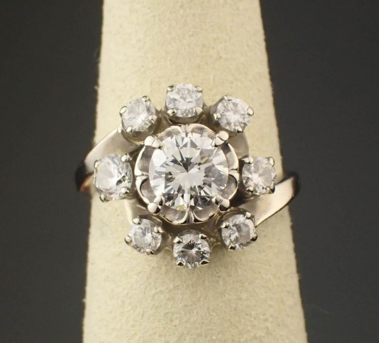 Diamond and 14k white gold ring with appraisal