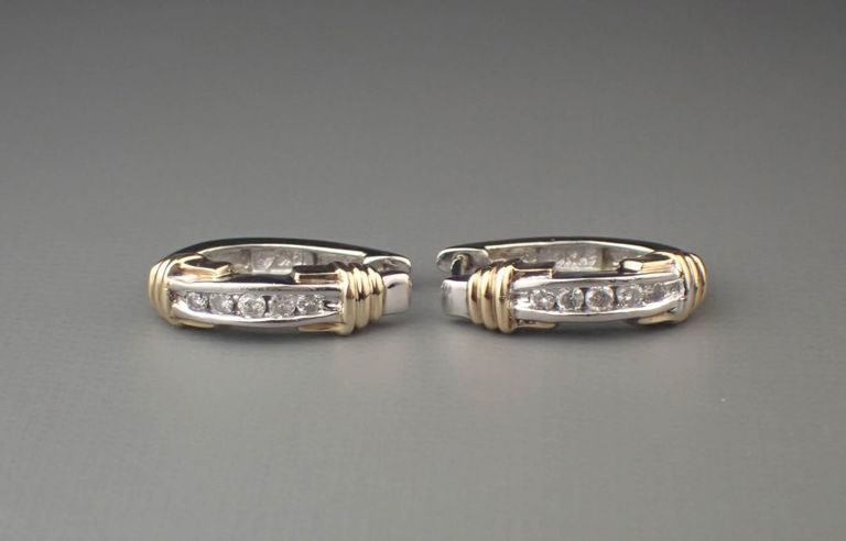Diamond and two-tone gold earrings
