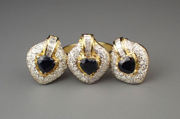 Sapphire and diamond ring and earrings set