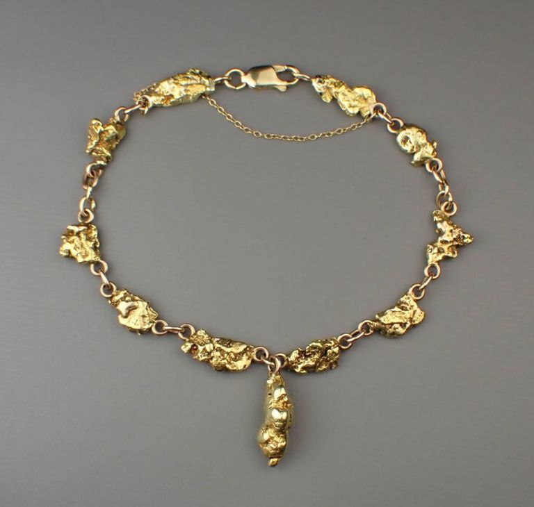 Gold nugget link bracelet