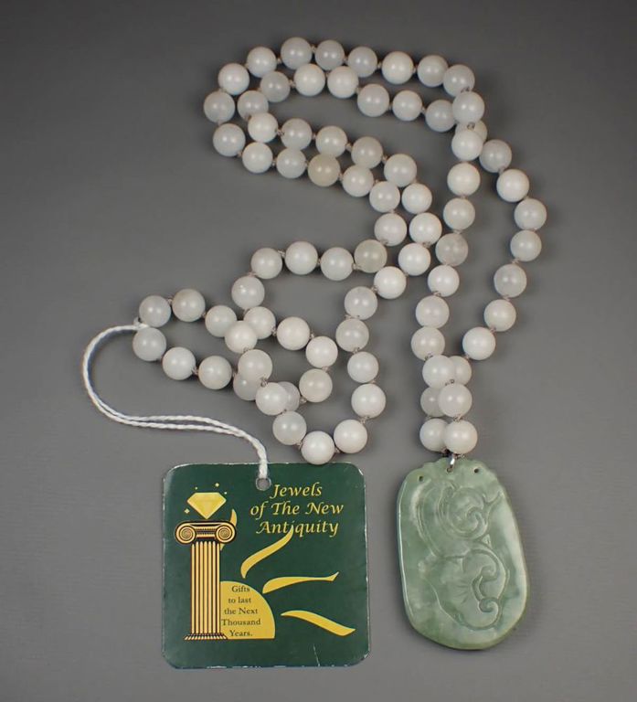 Jade and white chalcedony necklace