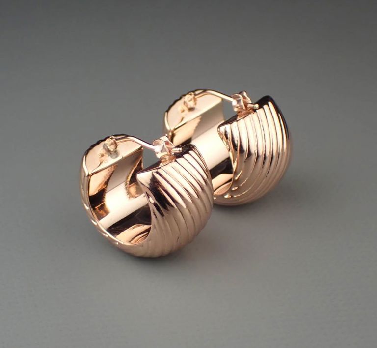 Italian 14k rose gold huggie earrings