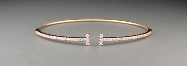Diamond and 14k rose gold bracelet