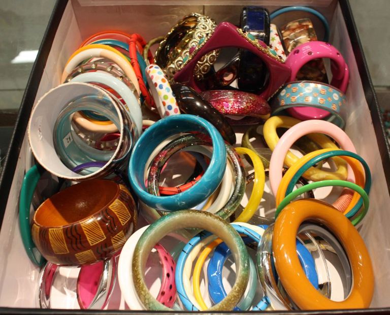 Tray of bangle bracelets