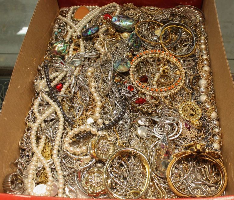 Tray of jewelry