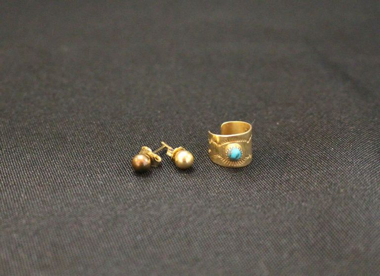 14k gold ear cuff and 2 single ear studs
