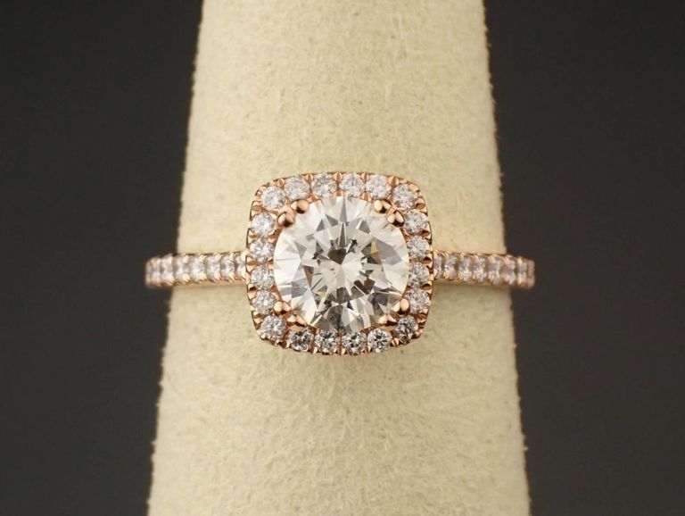 Diamond and 14k rose gold engagement ring