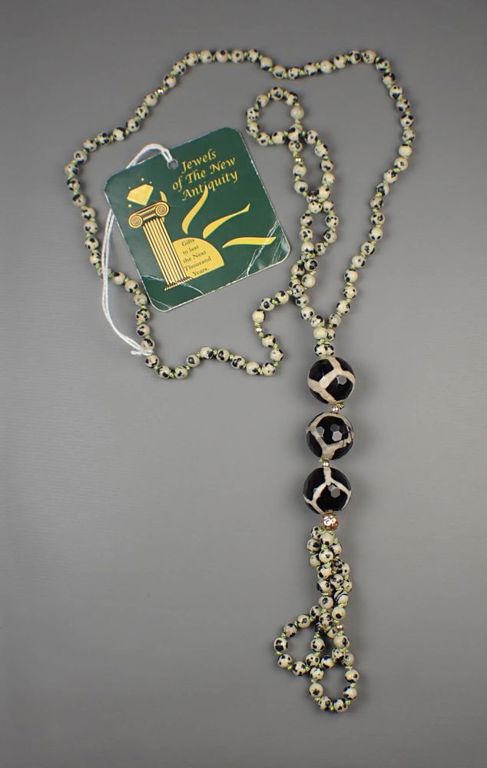 Agate, jasper and 14k gold bead necklace