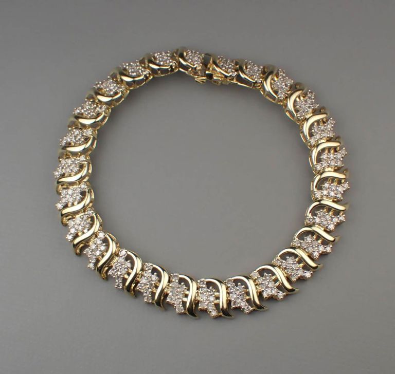 Diamond and 10k two-tone gold bracelet