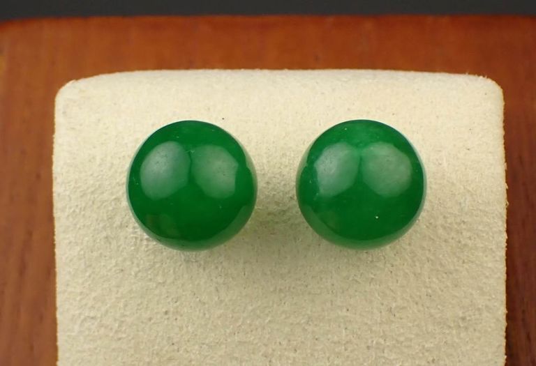 Jade and 14k gold ear studs