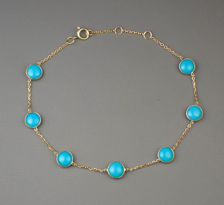 Turquoise and 18k yellow gold bracelet