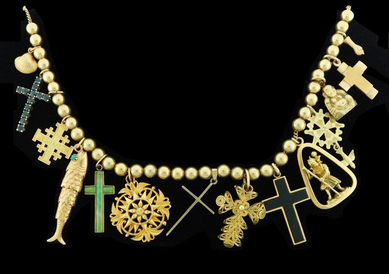 Gold charm necklace