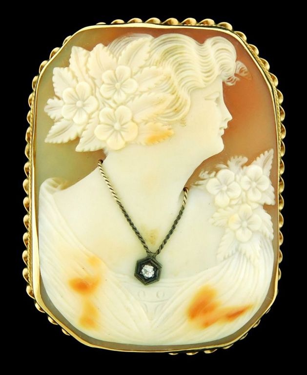 14k gold cameo brooch/pendant